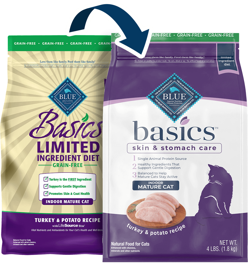 BLUE Buffalo Basics Grain-Free Turkey And Potato Recipe - Mature Cat (Dry)